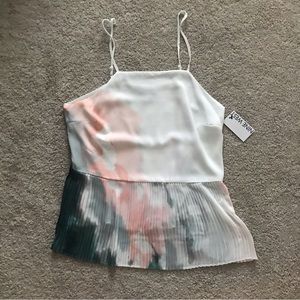 Nine West Pink/Green adj strap/spaghetti strap top/blouse, Size L, NWT